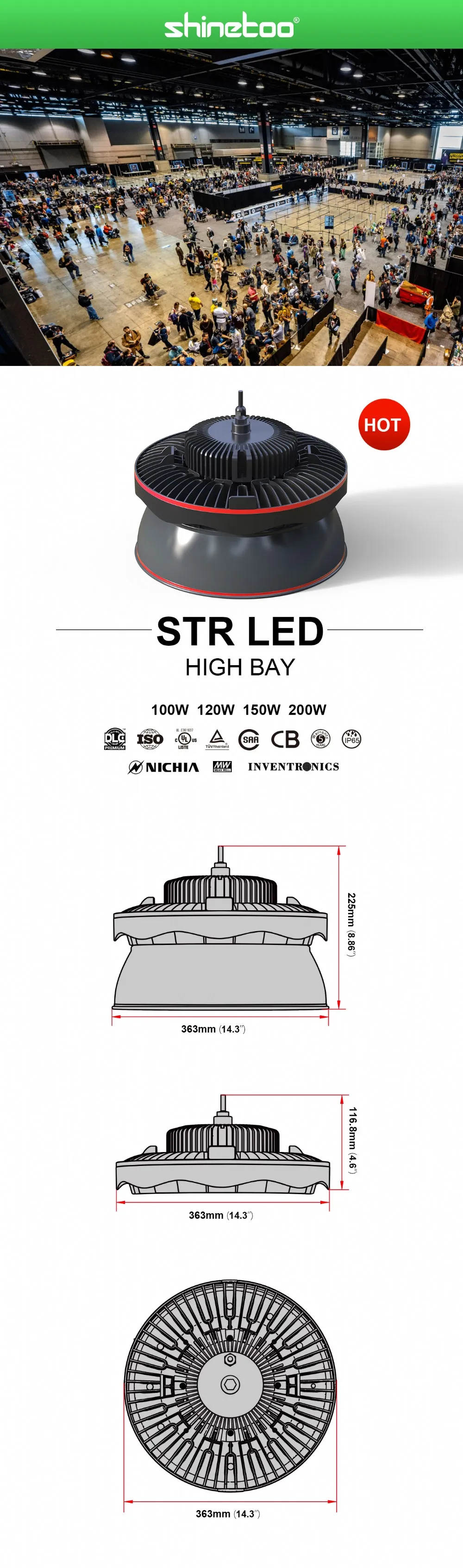 120W Round High Bay LED Lights