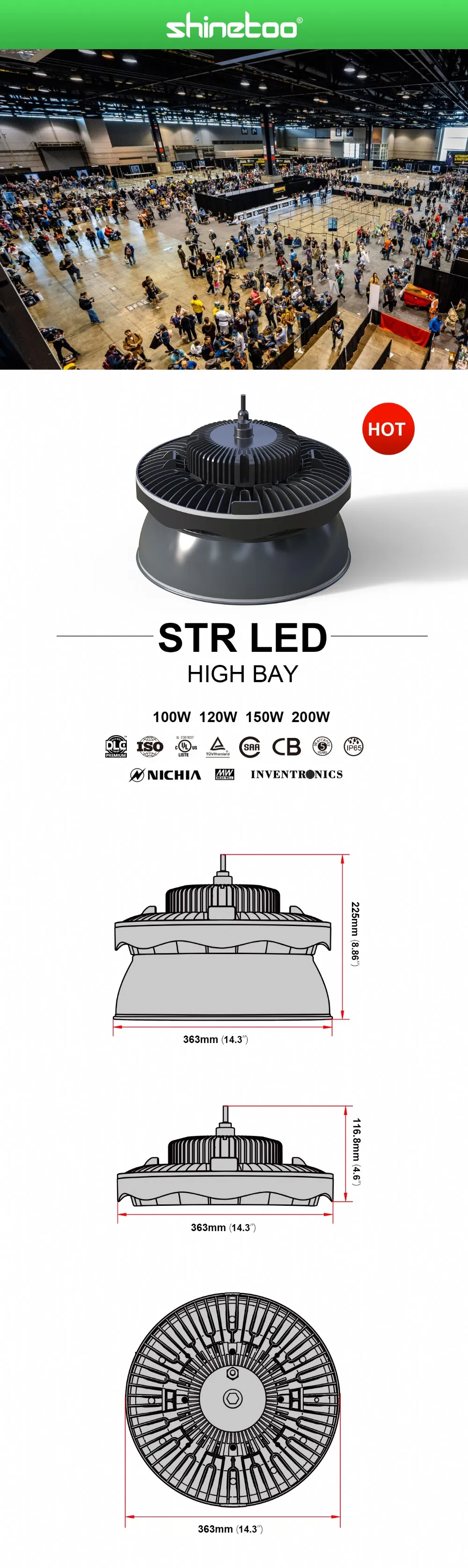 150W Round High Bay LED Lights