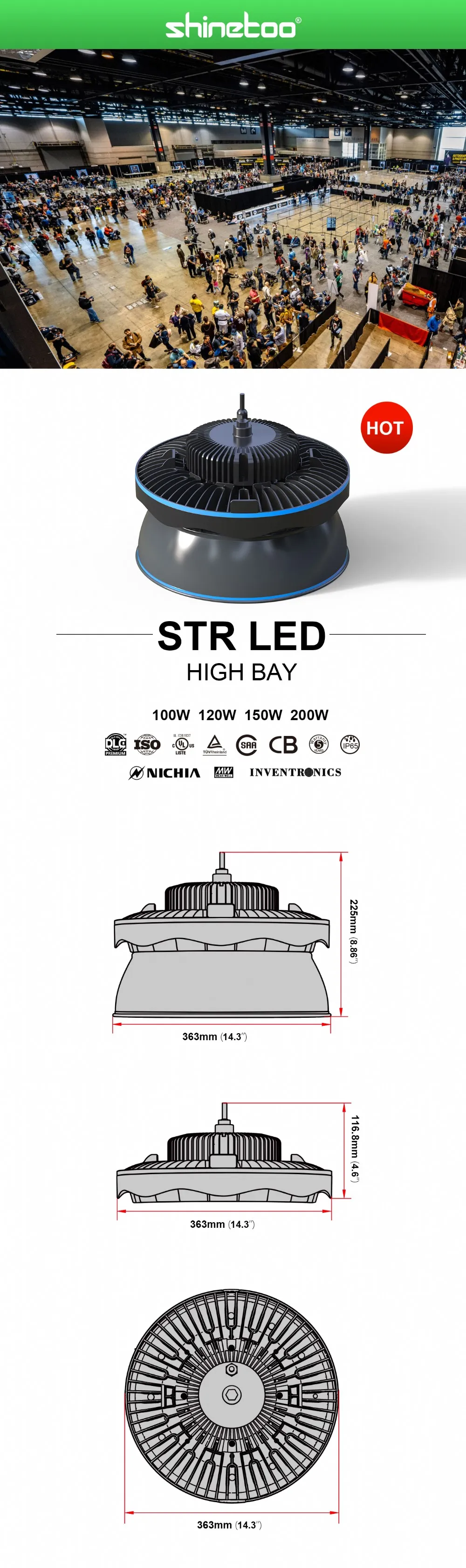 200W Round High Bay LED Lights