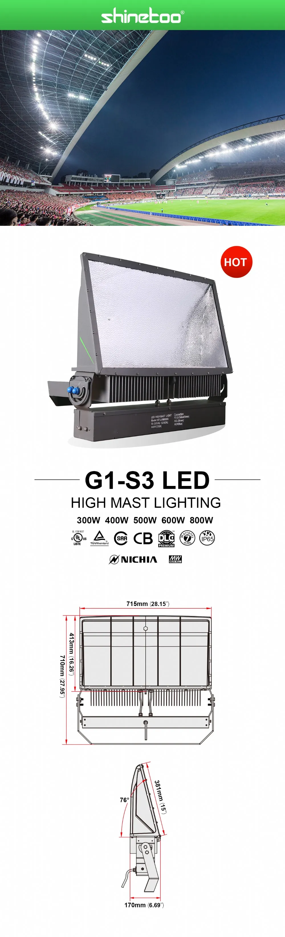 G1-S3 LED High Mast Flood Lighting