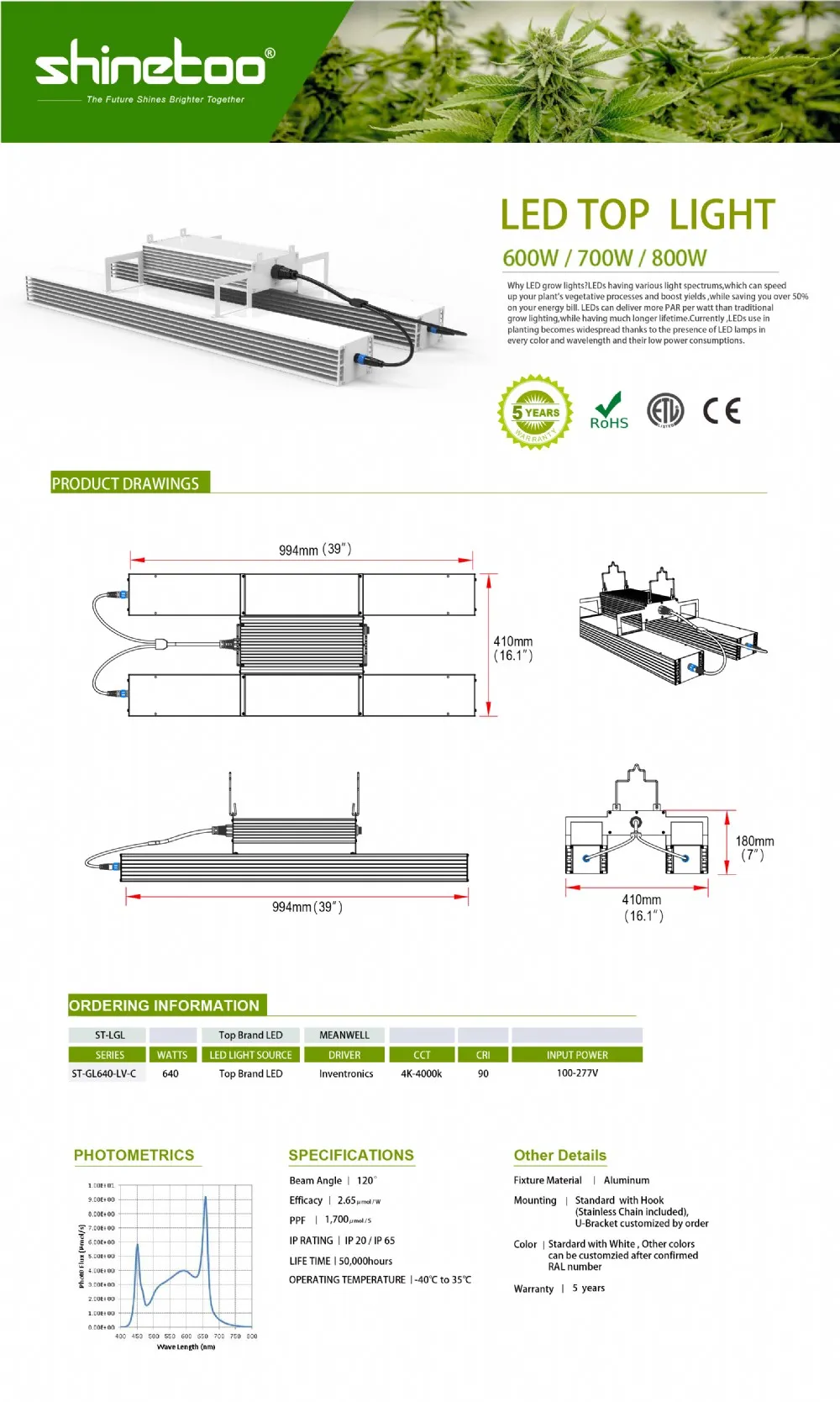 600W Linear LED Grow Lights