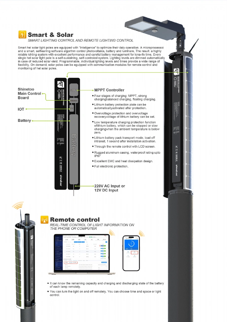 LED Vertical Solar Street Light-Aphrodite-Black