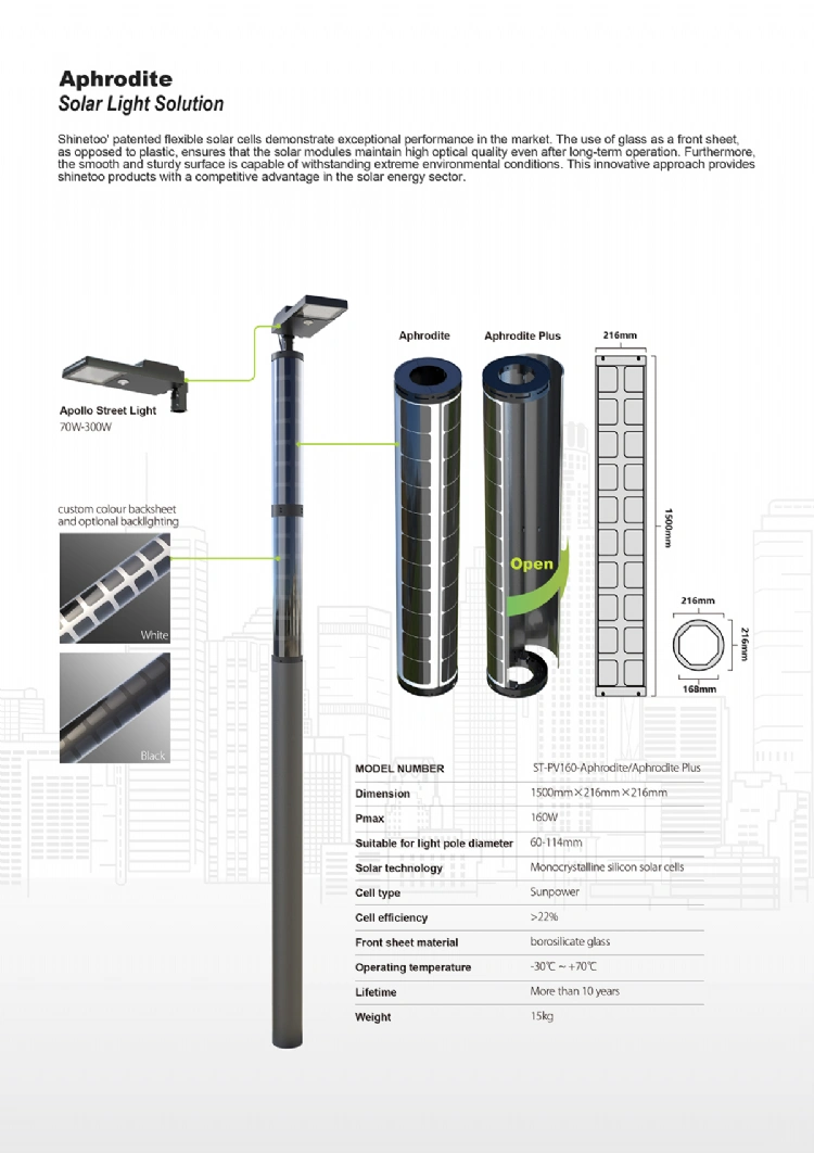 LED Vertical Solar Street Light-Aphrodite-Black