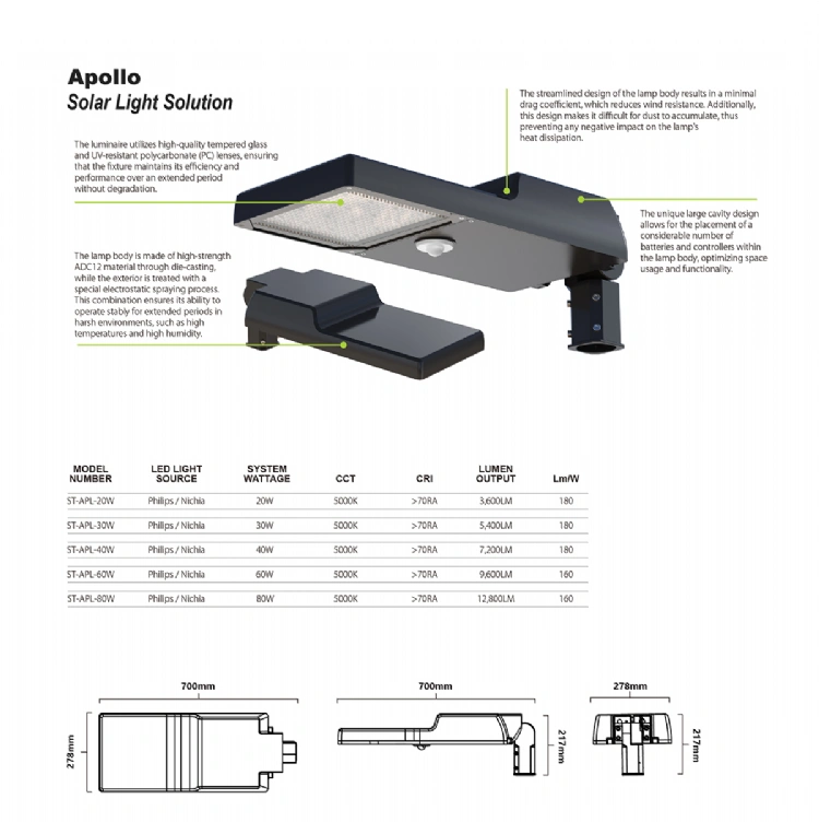 LED Vertical Solar Street Light-Aphrodite-Black