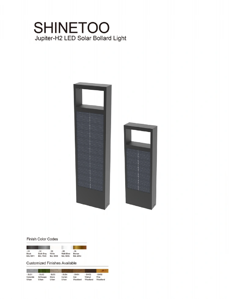 Jupiter-H2 LED Solar Bollard Light